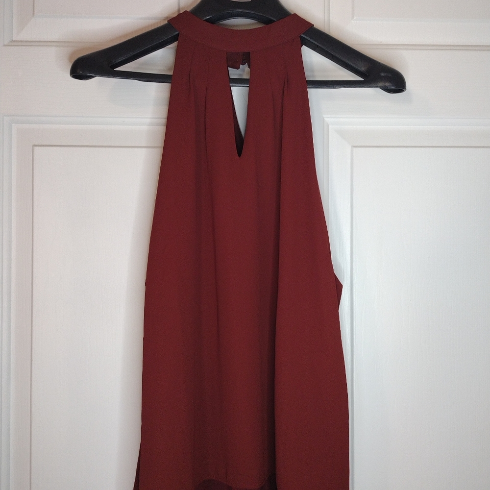 NWT Bar III Burgundy Mock Neck Blouse Top Shirt Cocoa Rose Size XL - Picture 5 of 10